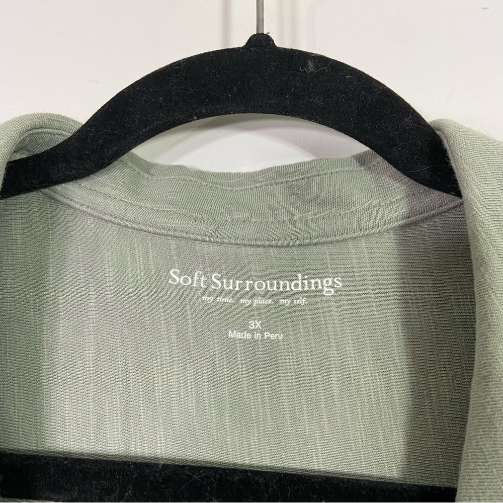 Soft Surroundings Sage Green Relaxed Fit Cotton Blend Button Down Shirt - Picture 6 of 7